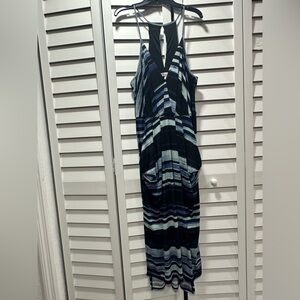 BCBGeneration Black and Blue Print Maxi Dress